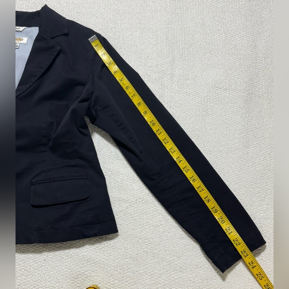 Talbots Stretch Size 10 Navy Blue Cotton Short Blazer - Picture 10 of 13